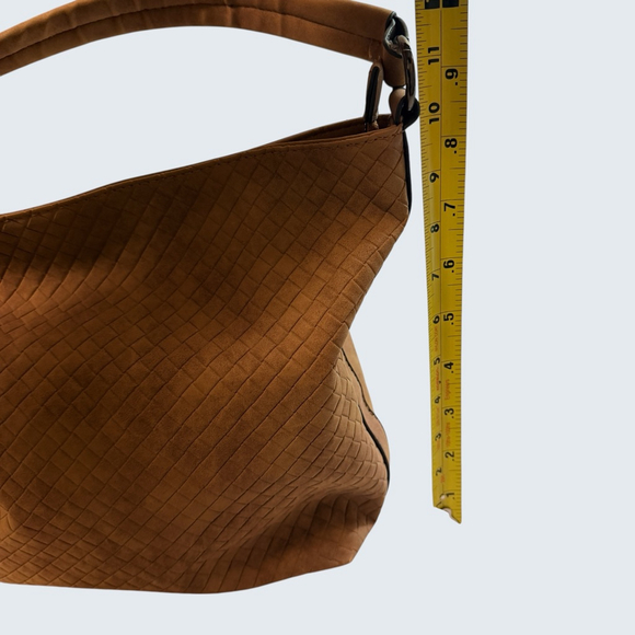 Sam & Hadley Brown Woven Hobo Bag Slouchy Faux Suede Shoulder - Picture 5 of 16